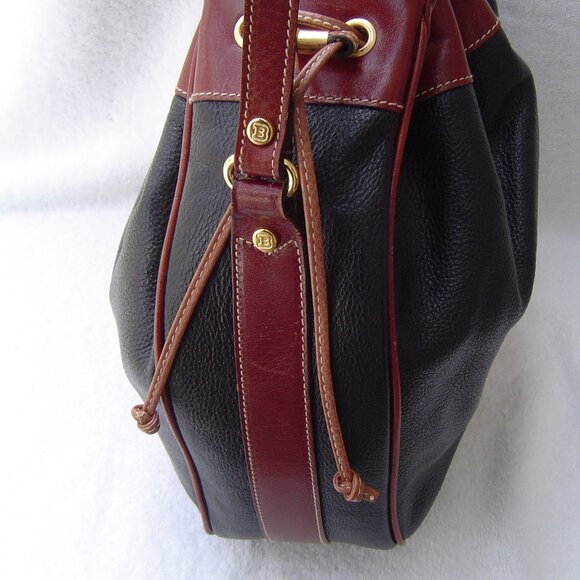 AUTHENTIC BALLY BLACK PEBBLE LEATHER DRAWSTRING SATCHEL EUC - Picture 4 of 16